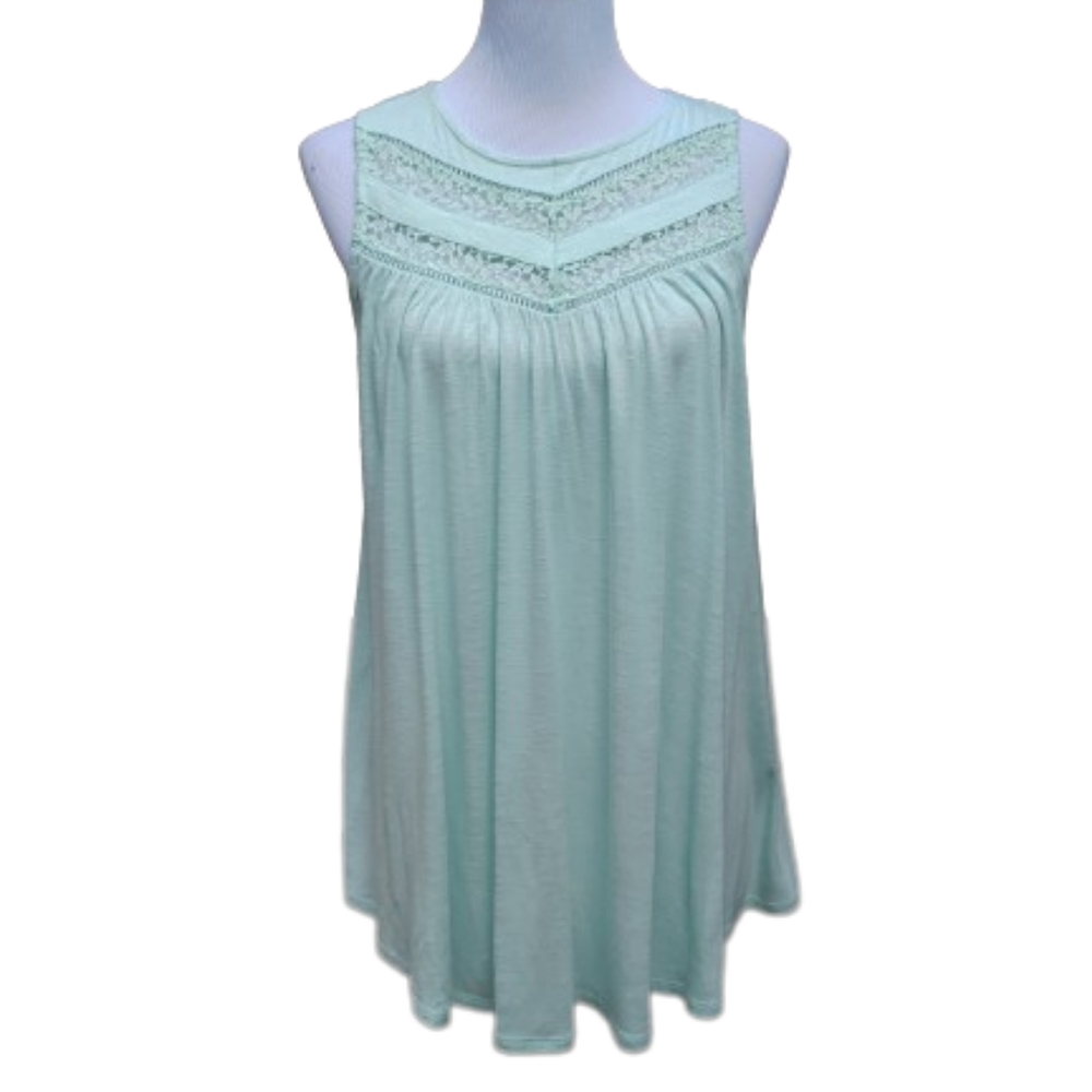 Apt. 9 Mint Green Blouse Laser-cut Lace Print Circle Loose Baggy Style